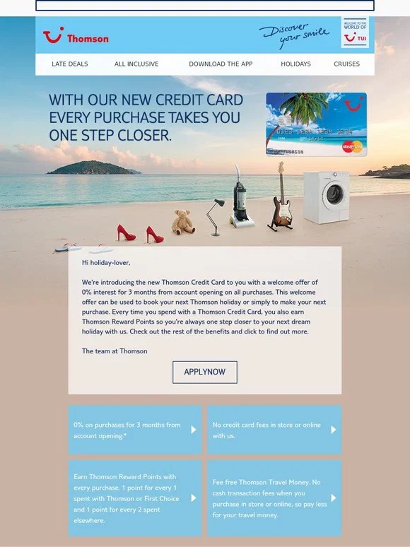 TUI Introducing the Thomson Credit Card Milled