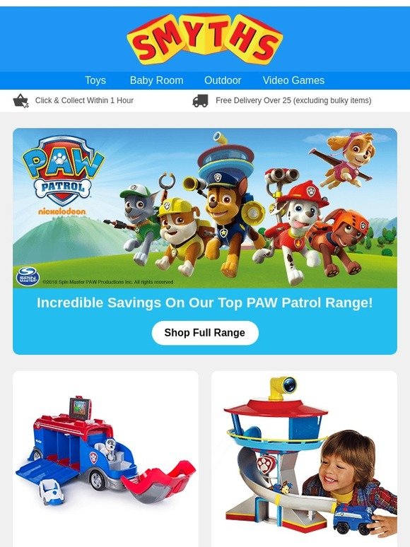 Smyths Toys HQ Incredible Savings On Our Top PAW Patrol Range! Milled