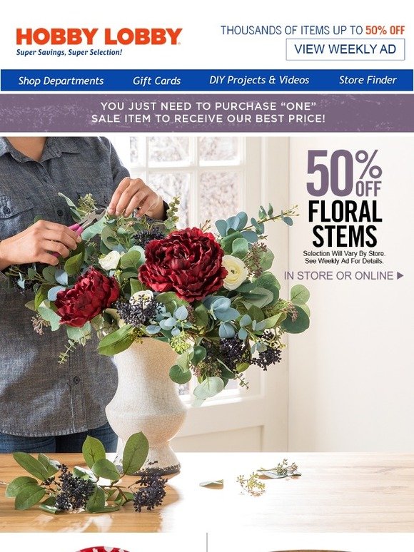 Hobby Lobby 🌹 Floral Stems on Sale This Week! Milled