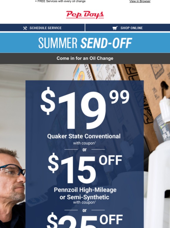 Pep Boys Just 19.99! Conventional Oil Change Milled