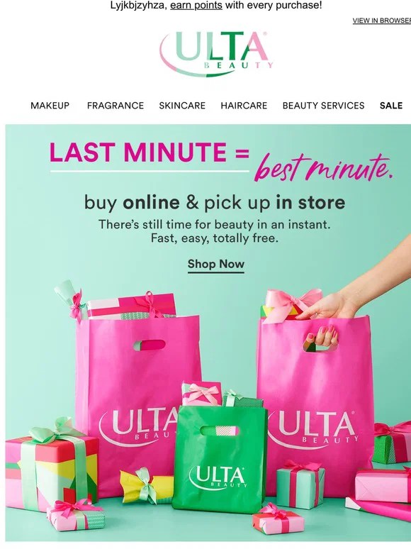 Ulta Beauty Last minute? No problem! Buy your gifts online & pick them