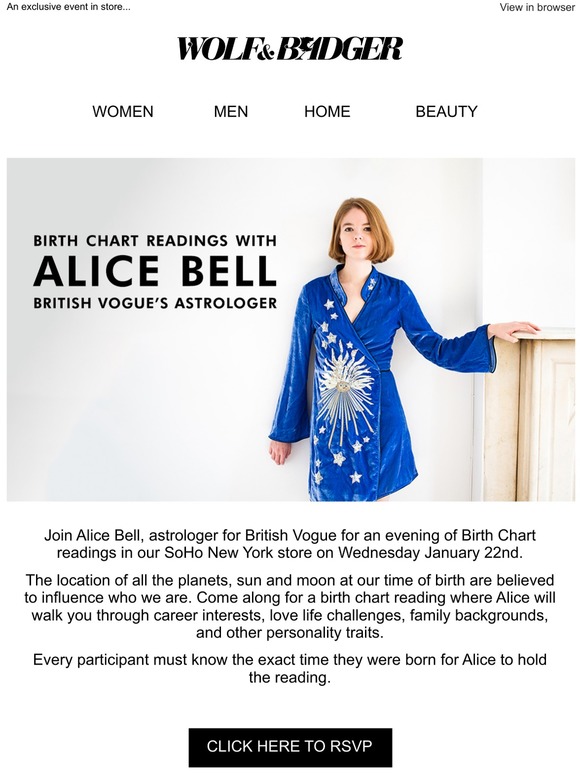 Wolf and Badger Birth Chart Readings with Alice Bell, British Vogue's