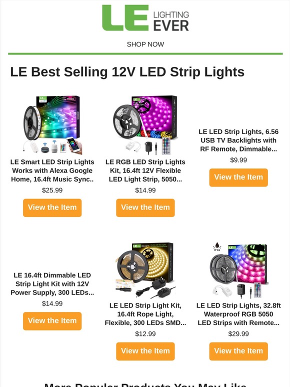 HOME EVER INC LE Best Selling 12V LED Strip Lights... Milled