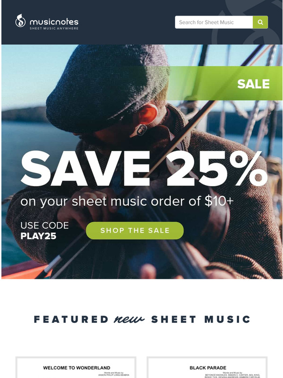 Save 25 on Sheet Music With The Coupon In This Email