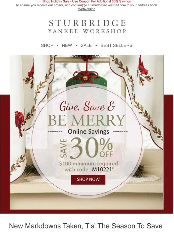 Sturbridge Yankee Workshop Christmas 2022 Sturbridge Yankee Workshop Email Newsletters: Shop Sales, Discounts, And Coupon Codes