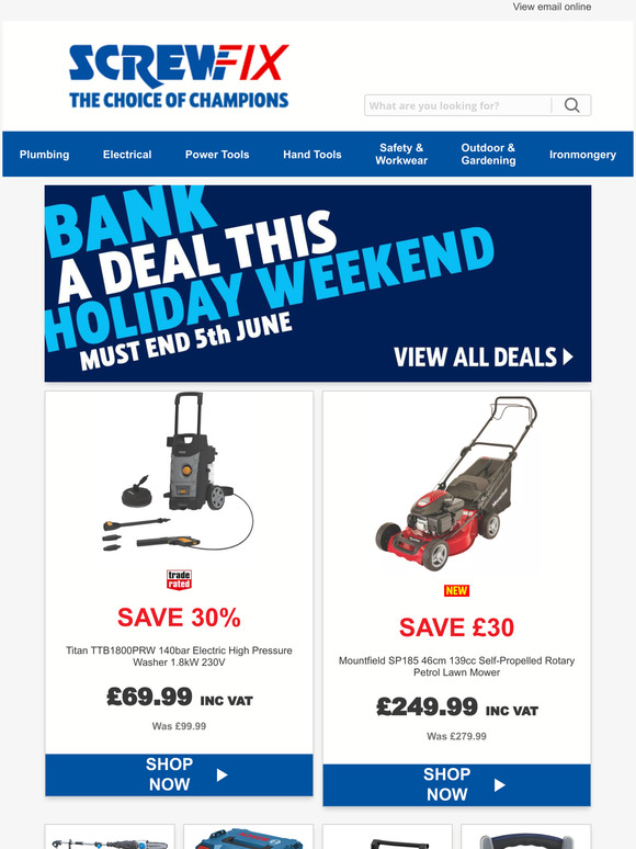 Screwfix Bank a DEAL This Holiday Weekend Milled