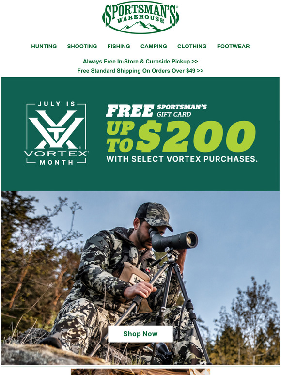 Sportsman's Warehouse FREE SW gift card with select Vortex purchase