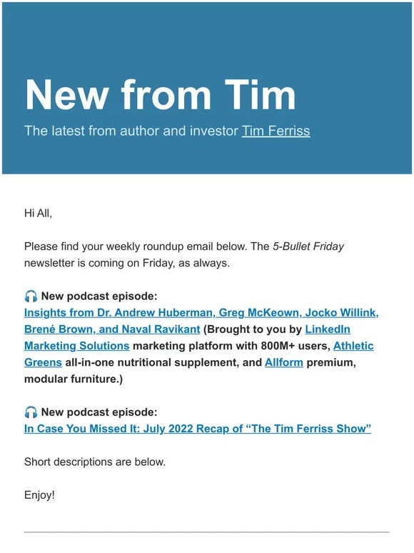 Tim Ferriss Show Useful Lessons from Workaholics Anonymous New from