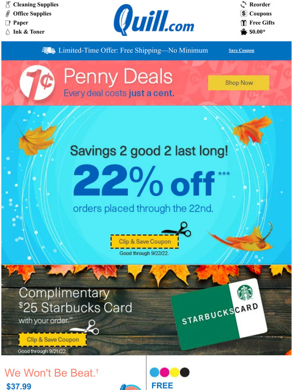 Quill EMAIL NOTIFICATION You've Acquired a 22 Off Coupon PLUS a
