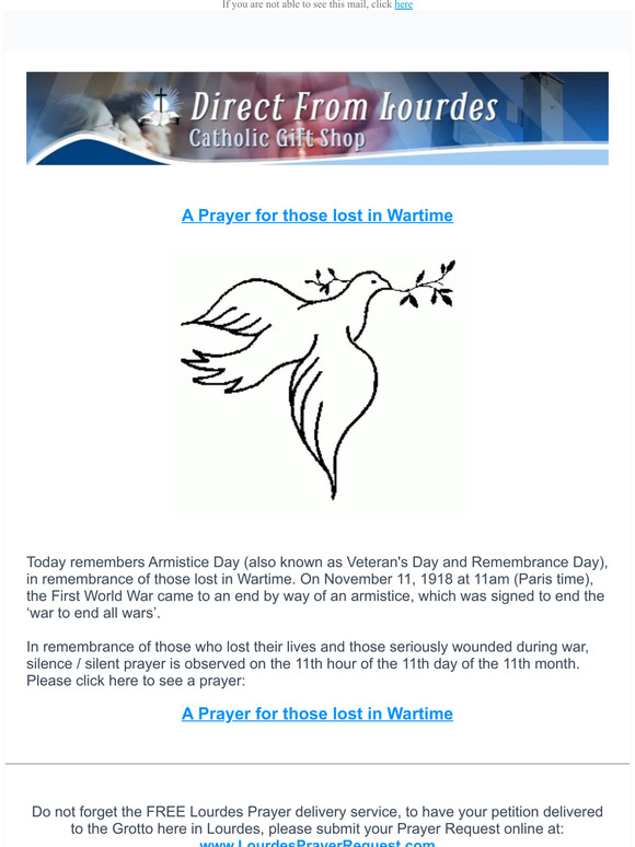 direct from lourdes A Prayer for those lost in Wartime Milled