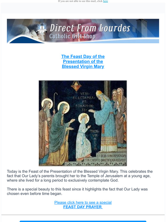 direct from lourdes Prayer Feast of the Presentation of the Blessed