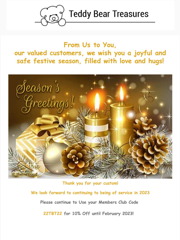 Teddy Bear Treasures We wish you a Joyful and Safe Festive Season ⭐