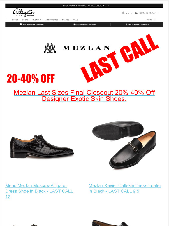Alligator Warehouse VIP MEZLAN DESIGNER SHOE LAST CALL SALE! 🔥Save up