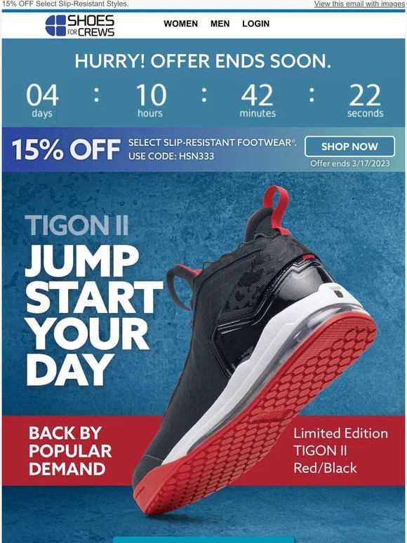 Shoes for Crews The Tigon II Black & Red Is Back! Milled