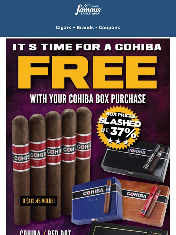 Famous Smoke Shop Give your stash a Cohiba upgrade + a Free 5pk Milled