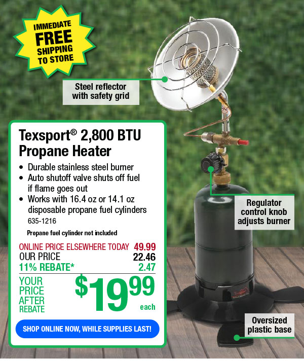 Menards Texsport® 2,800 BTU Propane Heater ONLY 19.99! Milled(03)