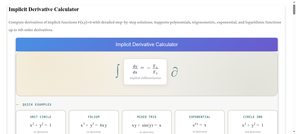 Implicit Derivative Calculator with StepbyStep Solutions
