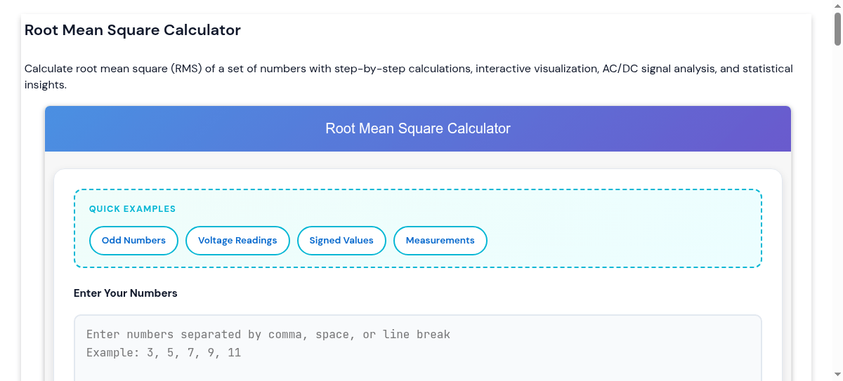 Root Mean Square Calculator Calculate Quadratic Mean