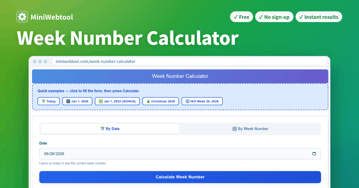 Week Number Calculator What Week of the Year Is It (ISO &amp; US)