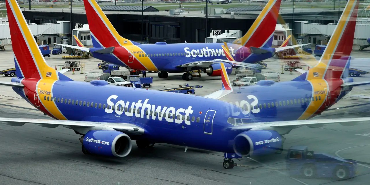 Airline stocks fall again, with Southwest and JetBlue shares at