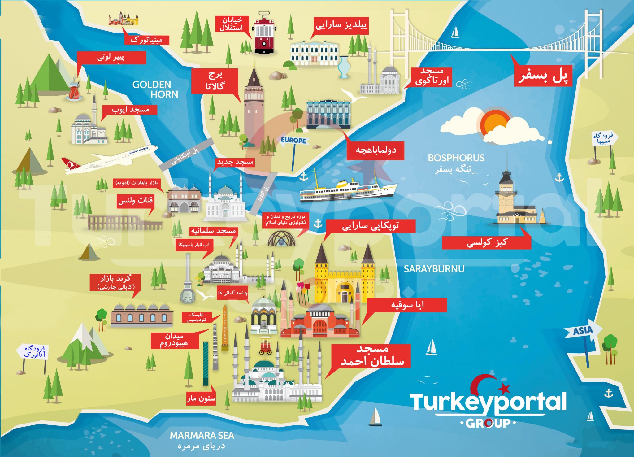 Top Tourist Attraction and Places Map of Istanbul Turkey Tourist