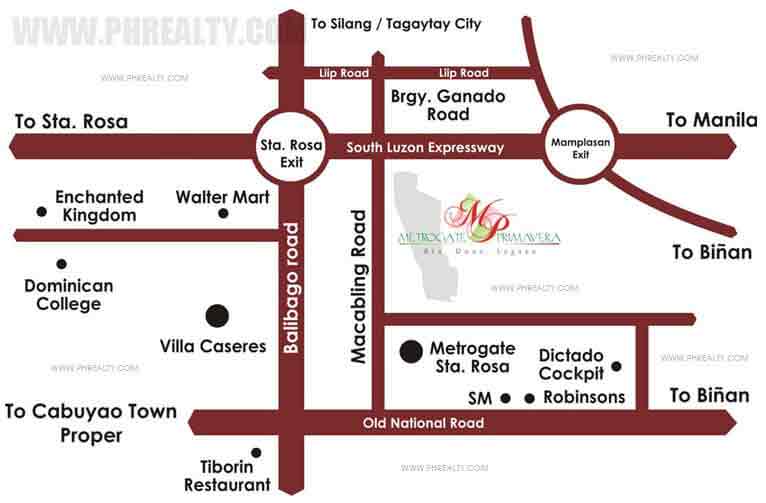 Location & Address of Moldex Realty Metrogate Primavera Laguna.