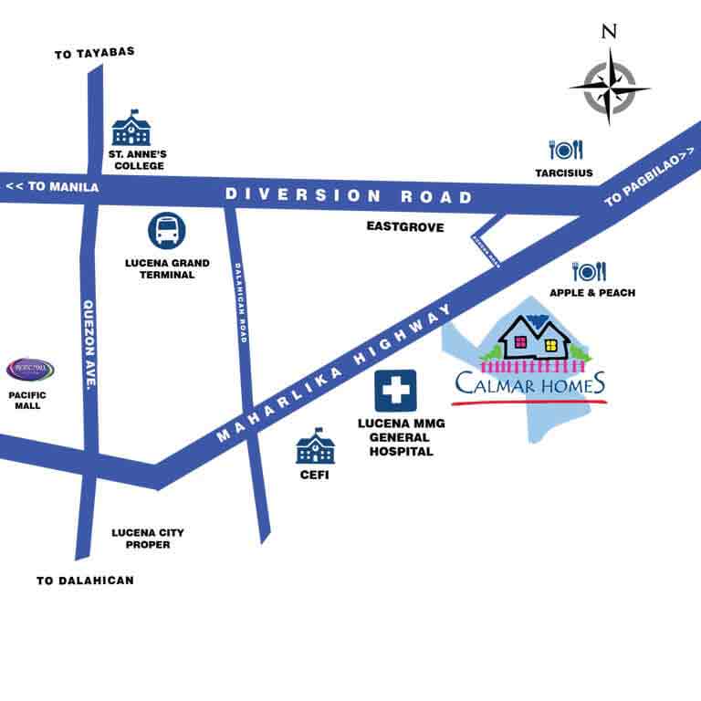 Location & Address of Calmar Land Calmar Homes Lucena City.