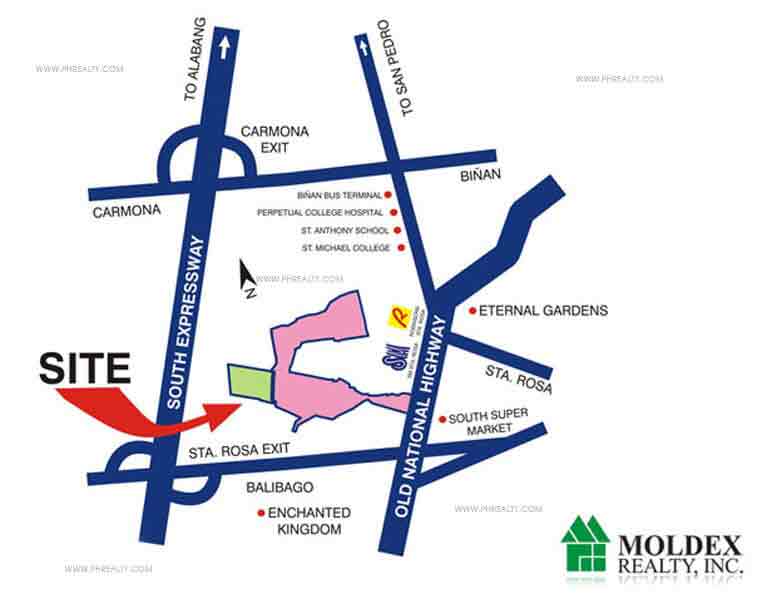 Location & Address of Moldex Realty Metrogate Santa Rosa Laguna.