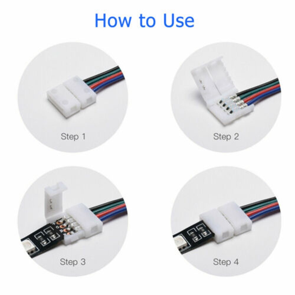 LED Strip Connectors Connected 4Pin 10mm Fireproof For 5050 RGB