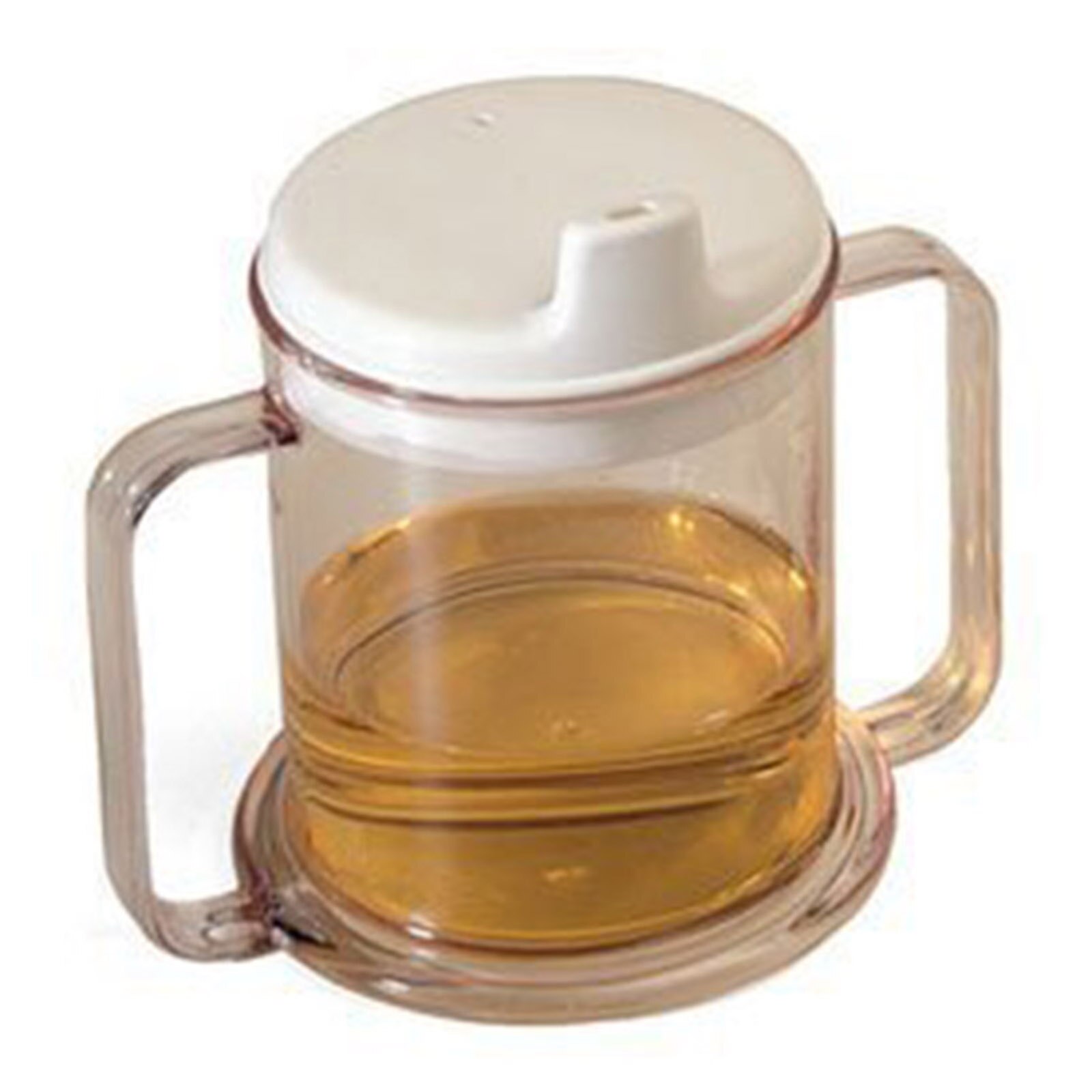 Clear Plastic Mug 2 Handled Sippy Cup 10oz. Drinking Cup for Kids Adult Elderly Grandado