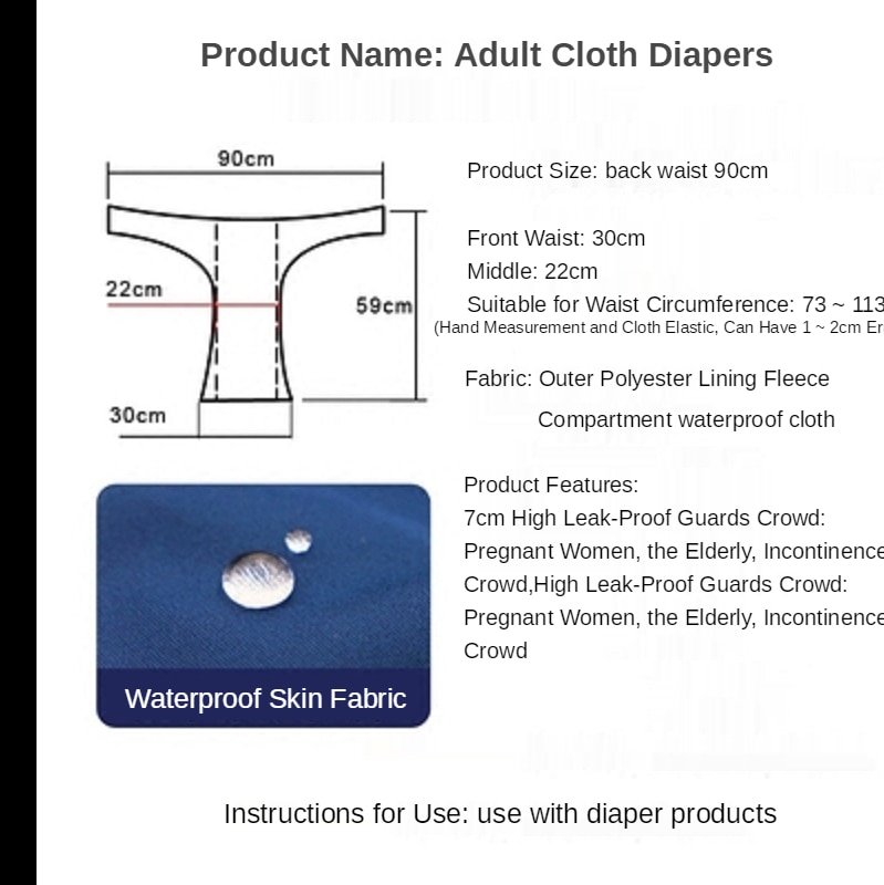 Adult Diapers Waterproof Washable Pants Elderly Care Reusable Cloth