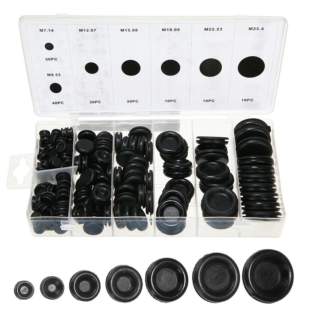 Black Hole Plug 170pcs Rubber Firewall Hole Plug Car Electrical Gasket Grandado
