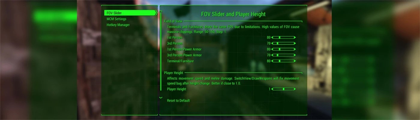 FOV Slider and Player Height at Fallout 4 Nexus - Mods and community