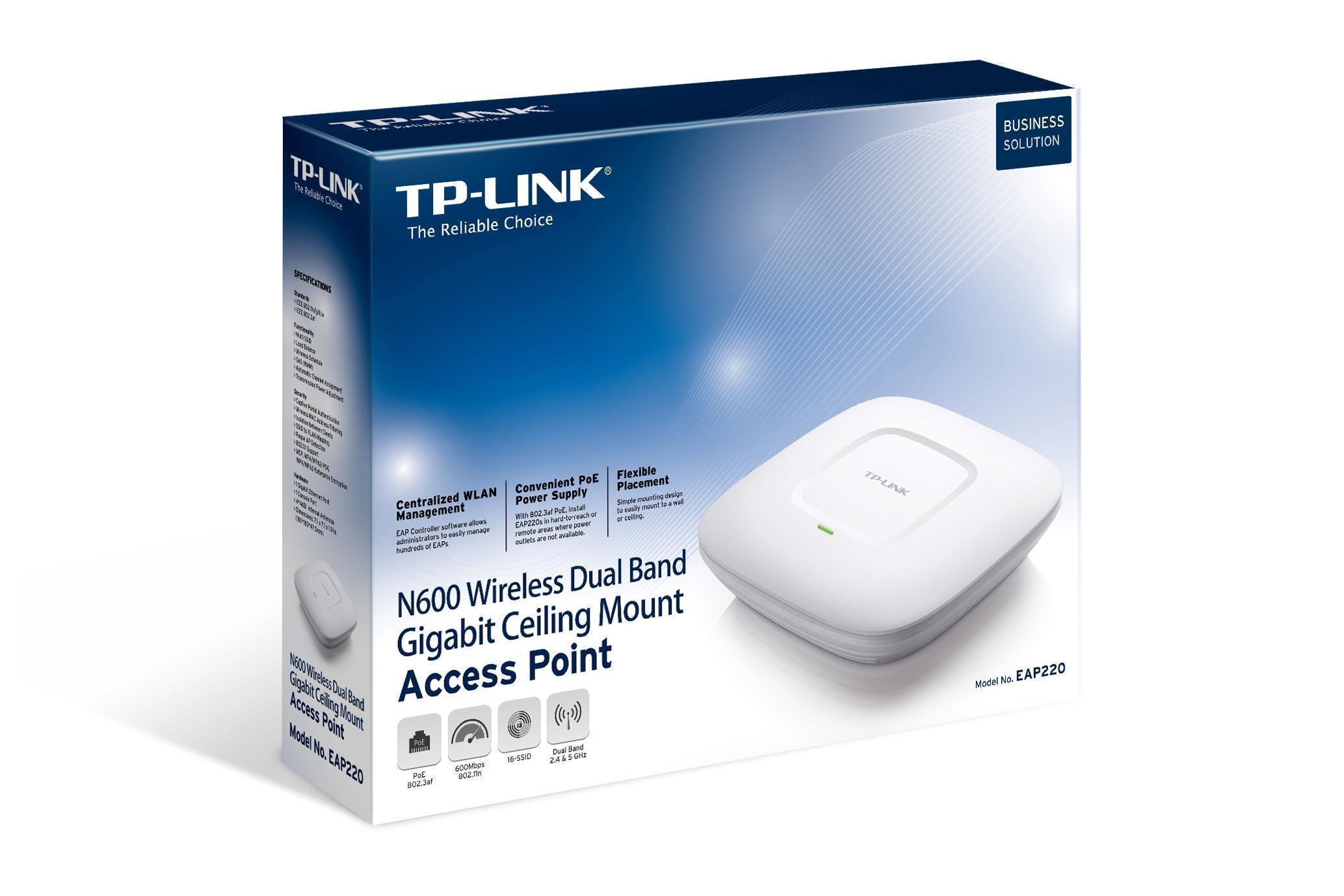 TPLink EAP220 N600 Wireless Gigabit Ceiling Mount Access Point 300Mbps
