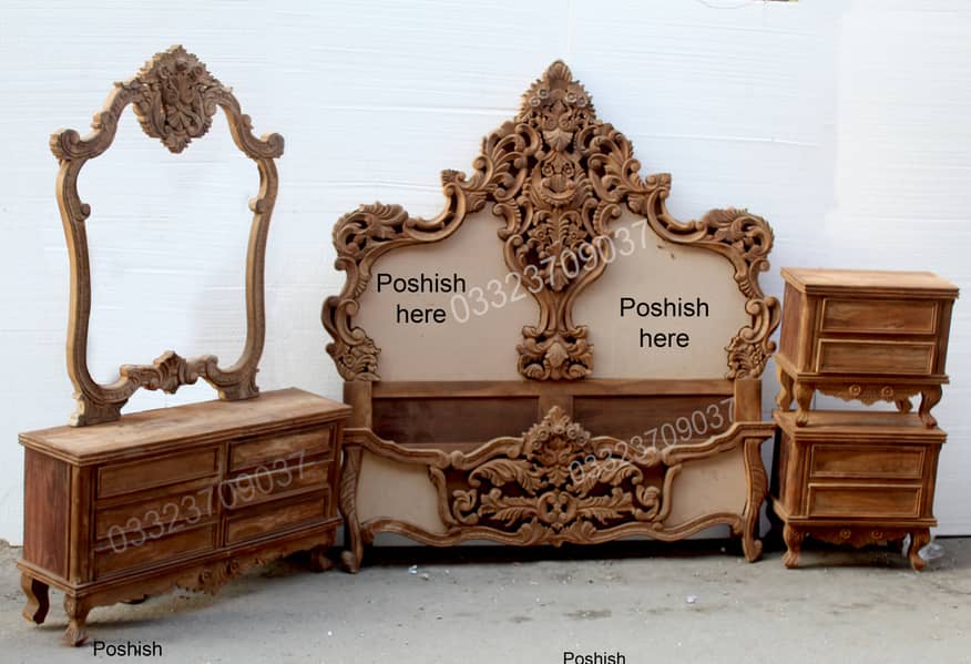 Solid Sheesham (Taali) wood Chinioti bed dressing set pure wood Beds