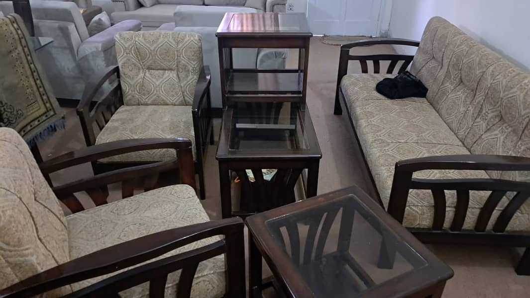 solid wood frame sofa set with table set 03325436108 Sofas 1080382809