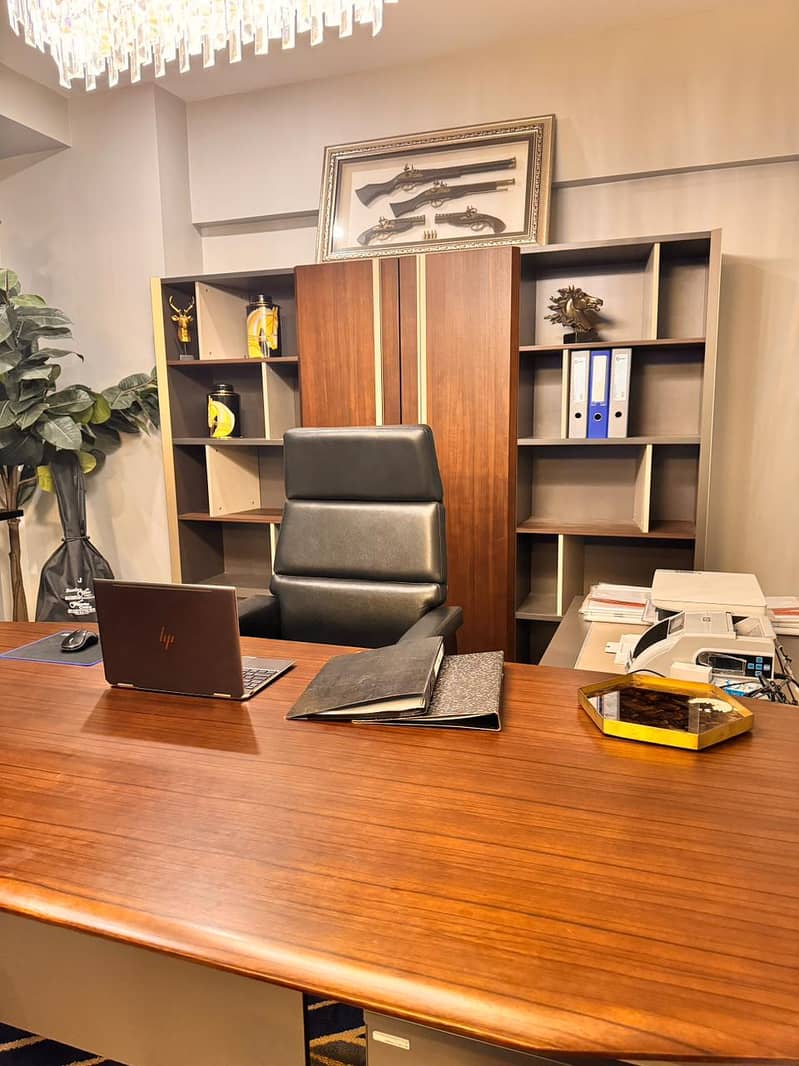 Office Table Imported Office Set Table Chairs Back wall Shelf