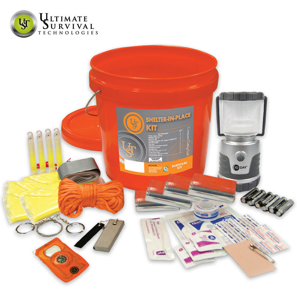 UST Shelter In Place Survival Storm Bucket Kit Knives