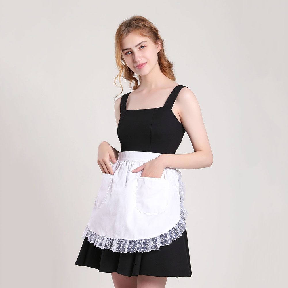 ROLECOS Plaid Women Sexy Apron Cotton Retro Full Aprons Bib Victorian