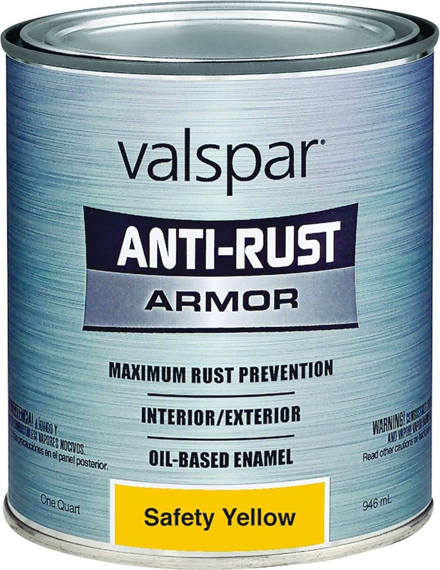 Valspar 21800 Armor AntiRust Oil Based Enamel Paint, 1 qt, 400 sqft/gal, Safety Yellow
