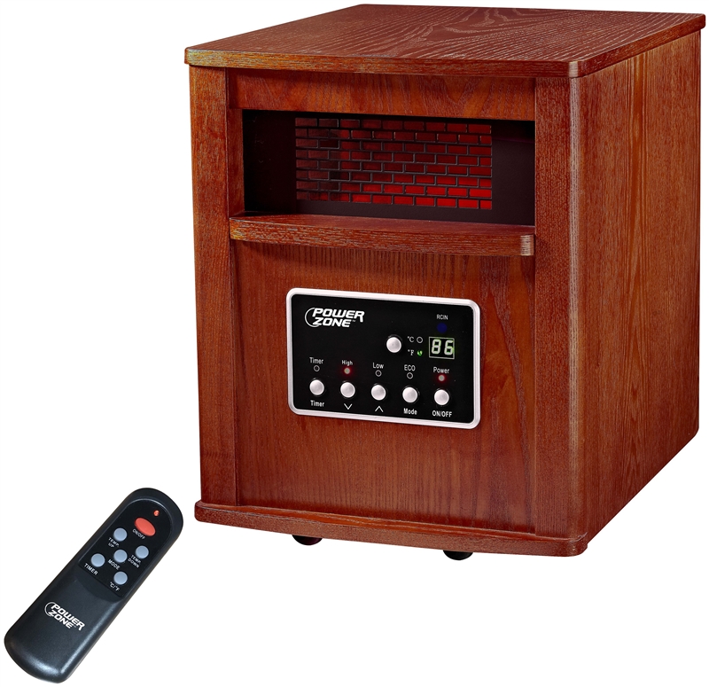 PowerZone Infrared Quartz Wood Heater with Remote Control, 12.5 A, 120 V, ECO/1000/1500