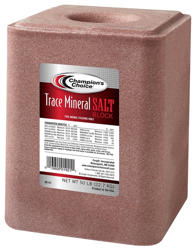Champions Choice 100012624 Trace Mineral Salt, 50 lb Block With Label