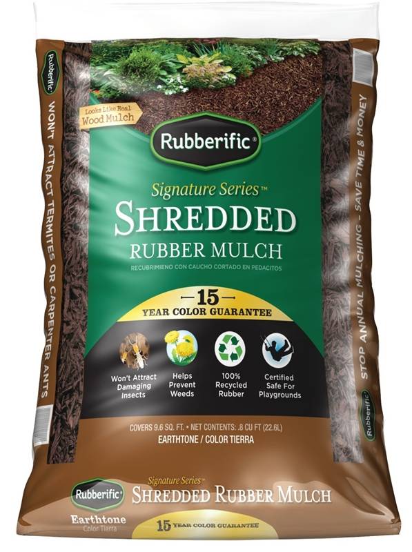 Rubberific RM16ET Shredded Rubber Mulch, Earthtone, 8 cuft Bag 