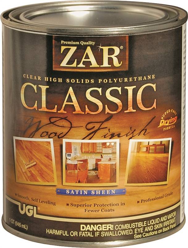 ZAR 34812 High Solids OilBased Polyurethane Paint, 1 qt Can, 400 500 sqft/gal, Amber, Aromatic
