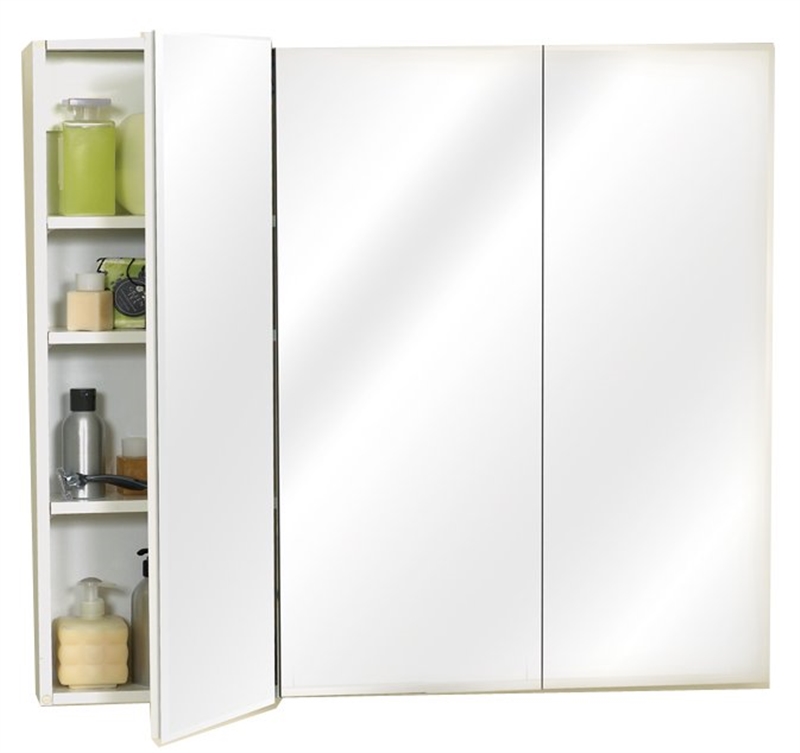 Zenith M36 Beveled Edge Mirrored Frameless TriView Medicine 36 in W X 33/4 in D, White