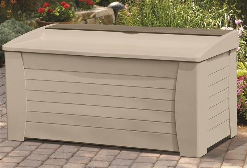 Suncast DB12000 Deck Box, 541/2 in W, 28 in D, 27 in H, Resin, Light Taupe