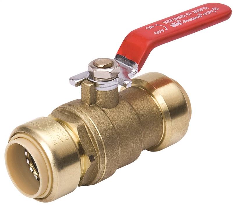 B & K 107065HC Ball Valve, 1 in Connection, PushFit, 200 psi Pressure, Manual Actuator, Brass Body
