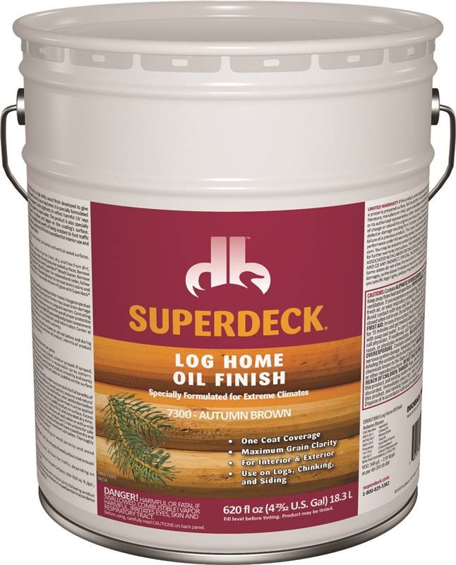 Superdeck DB007300520 Log Home Oil Finish, 5 gal Container, Autumn Brown