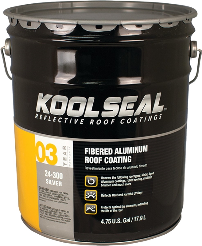 Kool Seal KS002430020 Roof Coating, Silver, 5 gal, Pail, Liquid