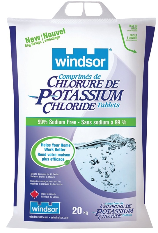 Windsor 7075 Potassium Chloride Tablet, 20 kg, Bag, White, Crystals